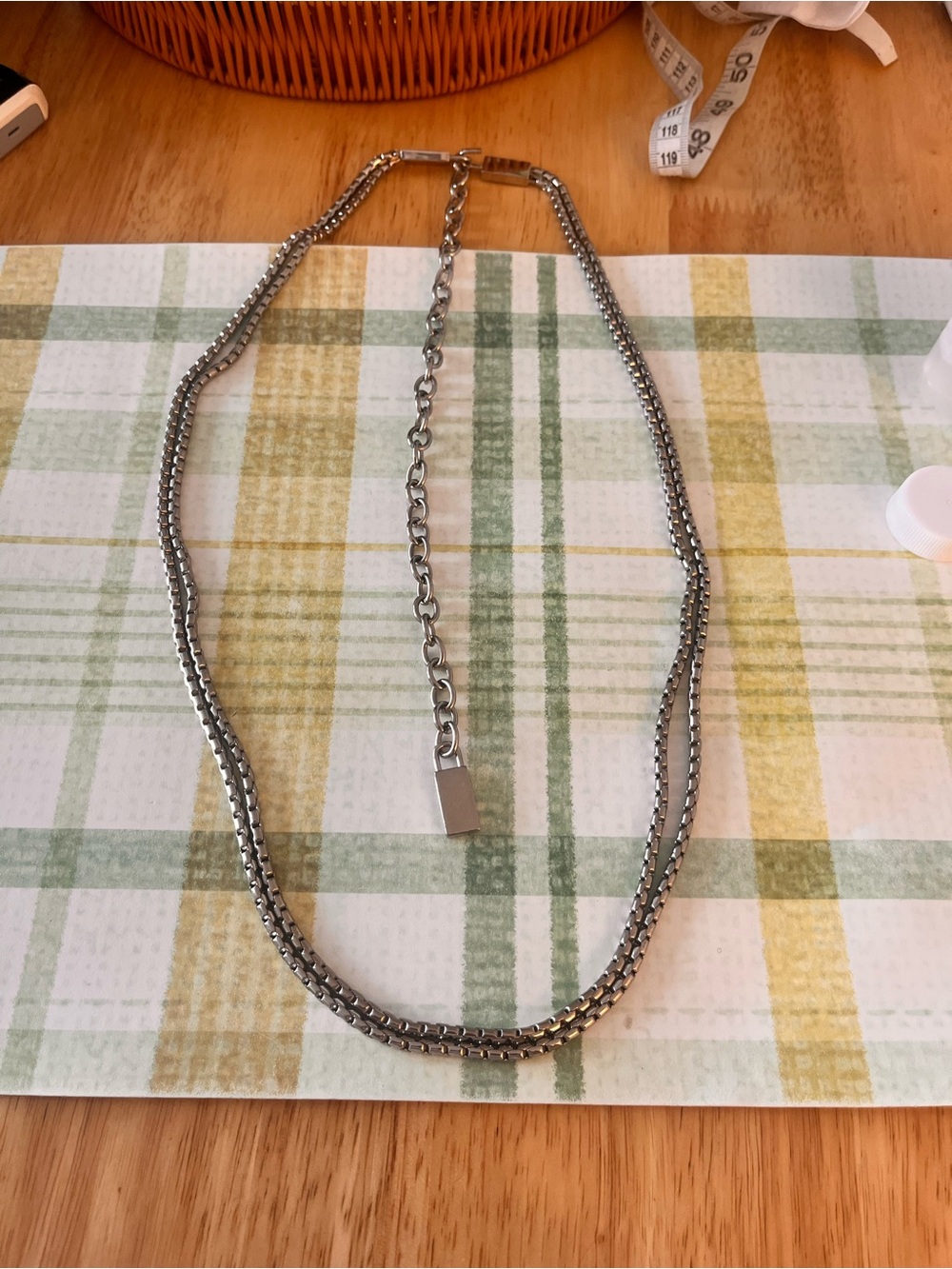 Calvin Klein Vintage Silver Tone Double Chain Necklace